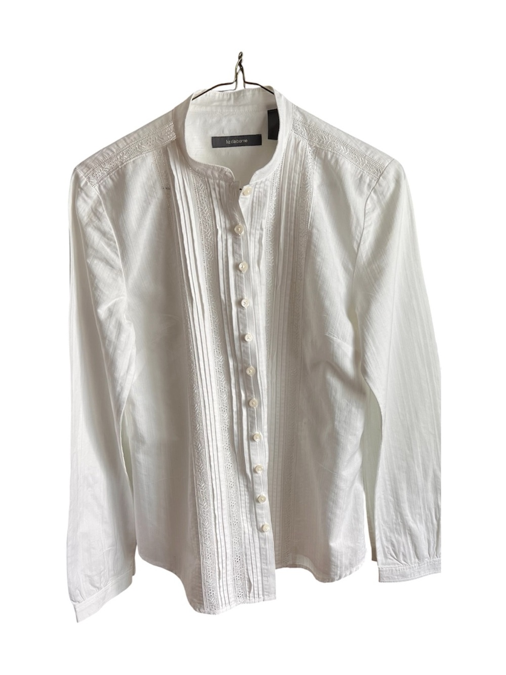 Liz Claiborne White Textured Button-Up Shirt